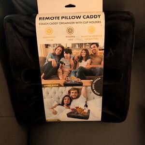 Remote Pillow Caddy Pillow Organizer with Cup Holders - Black